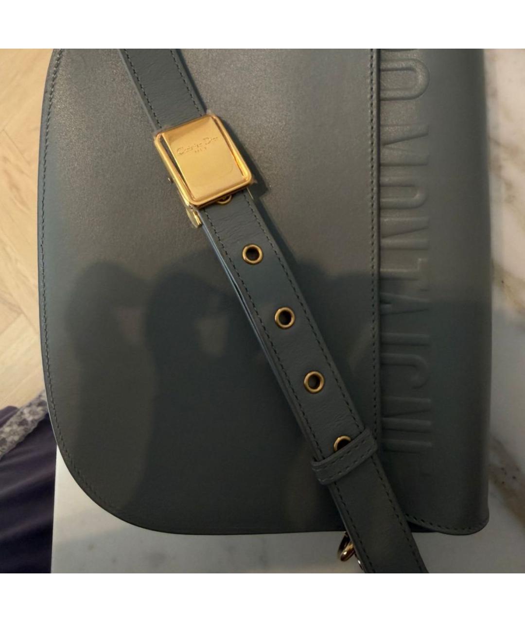 CHRISTIAN DIOR Серая кожаная сумка через плечо, фото 3