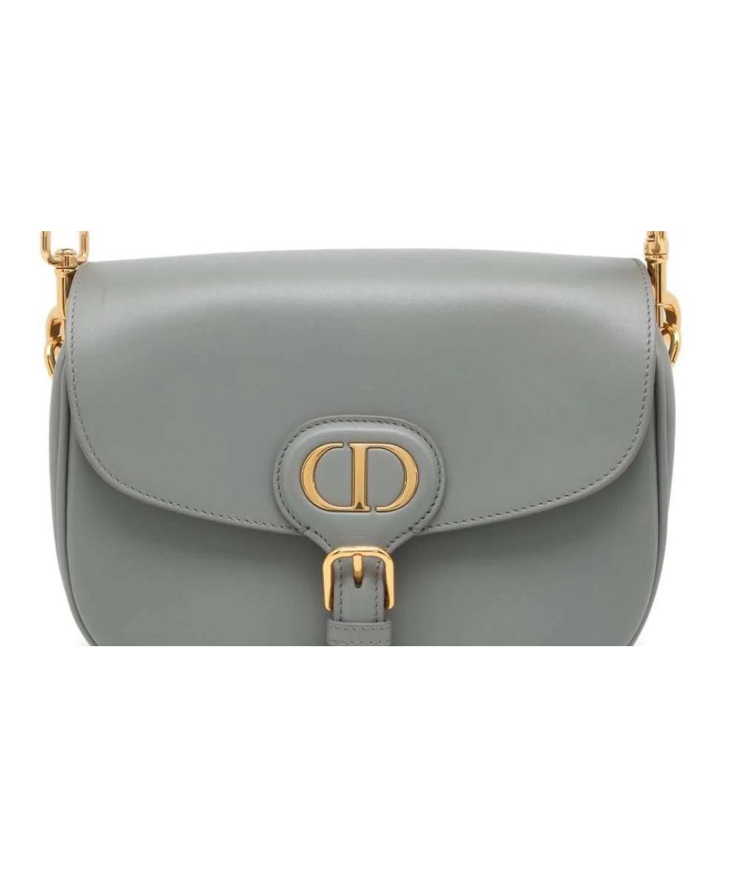 CHRISTIAN DIOR Серая кожаная сумка через плечо, фото 8