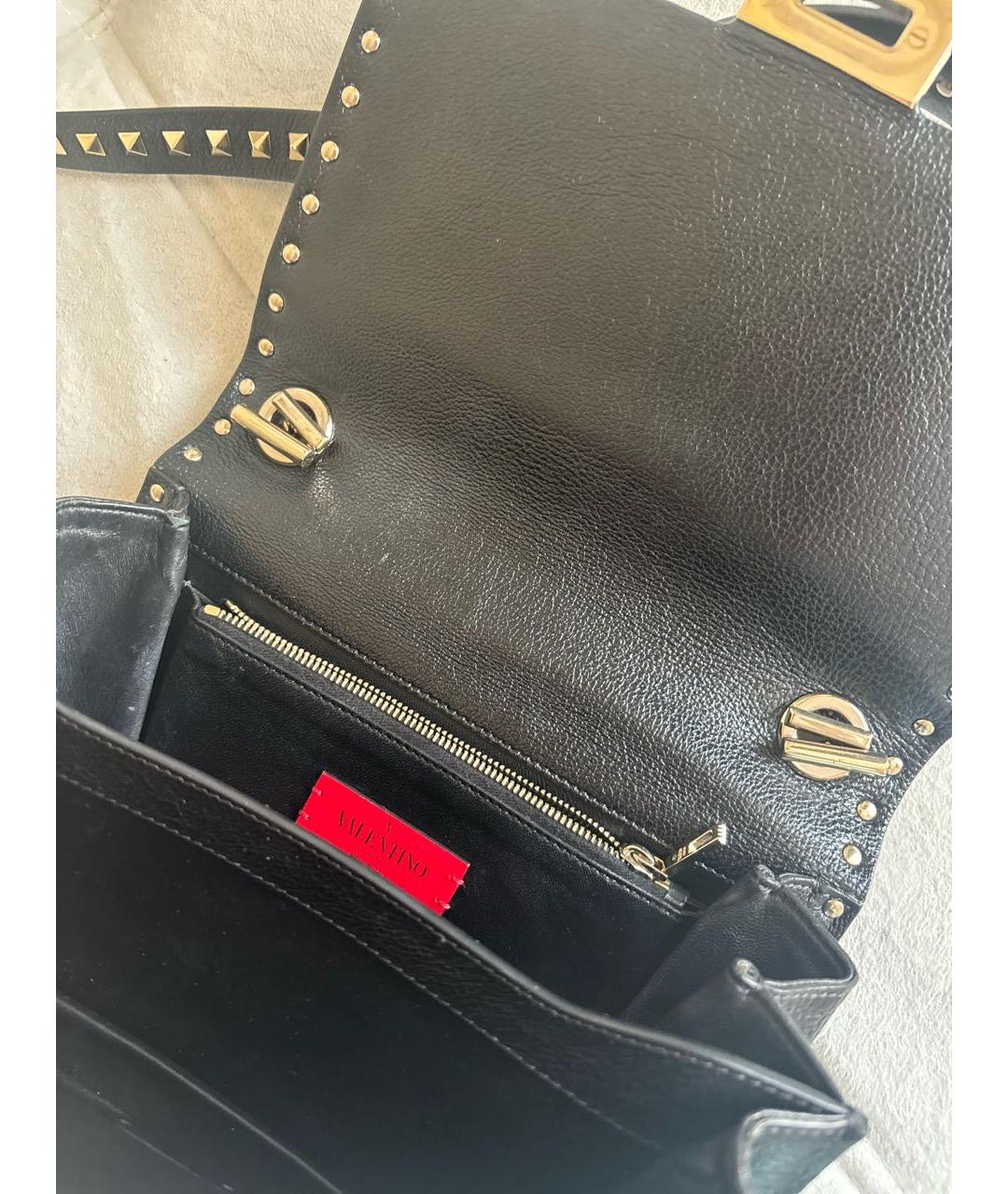 VALENTINO Черная кожаная сумка через плечо, фото 4