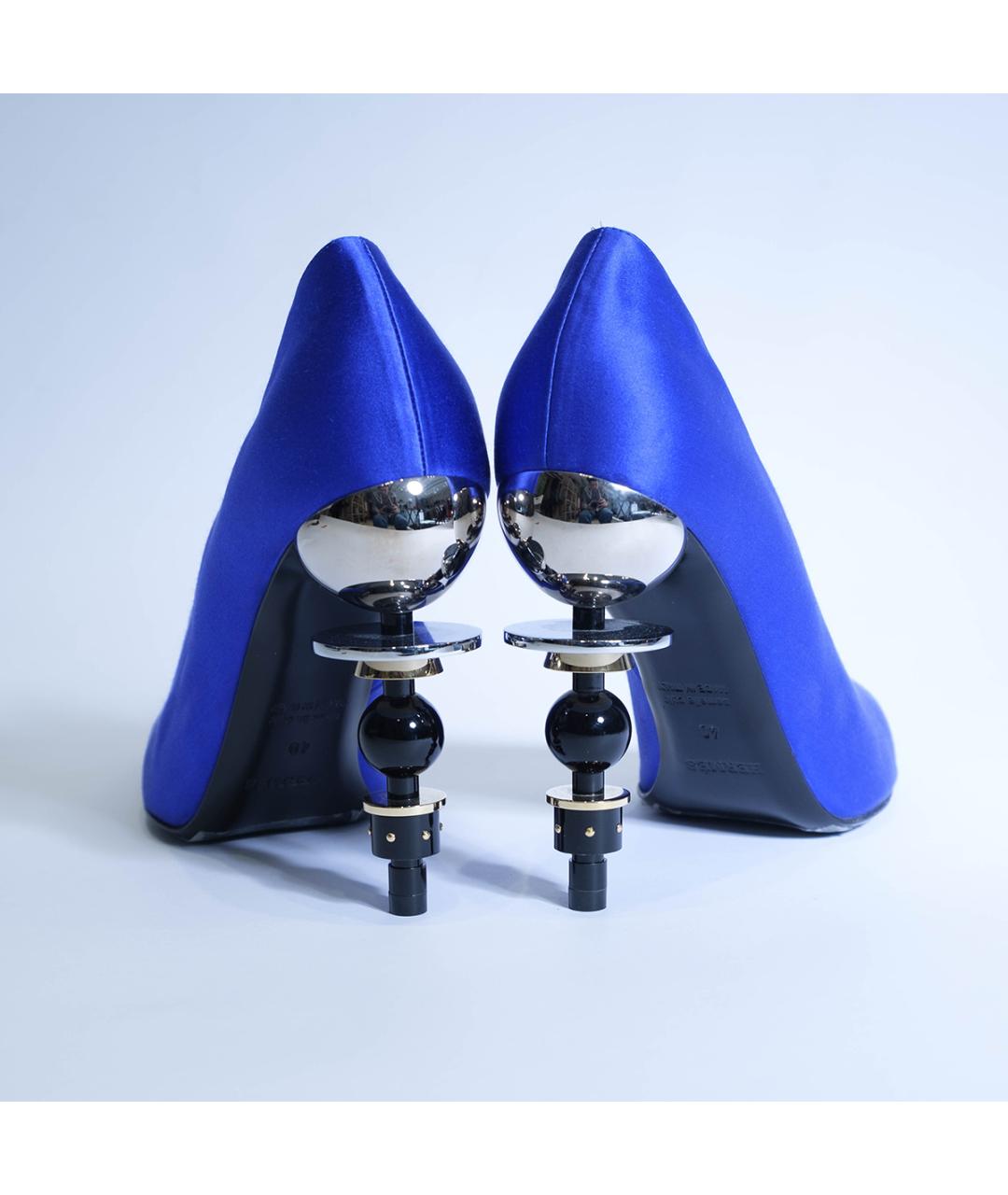 HERMES Синие текстильные туфли, фото 5