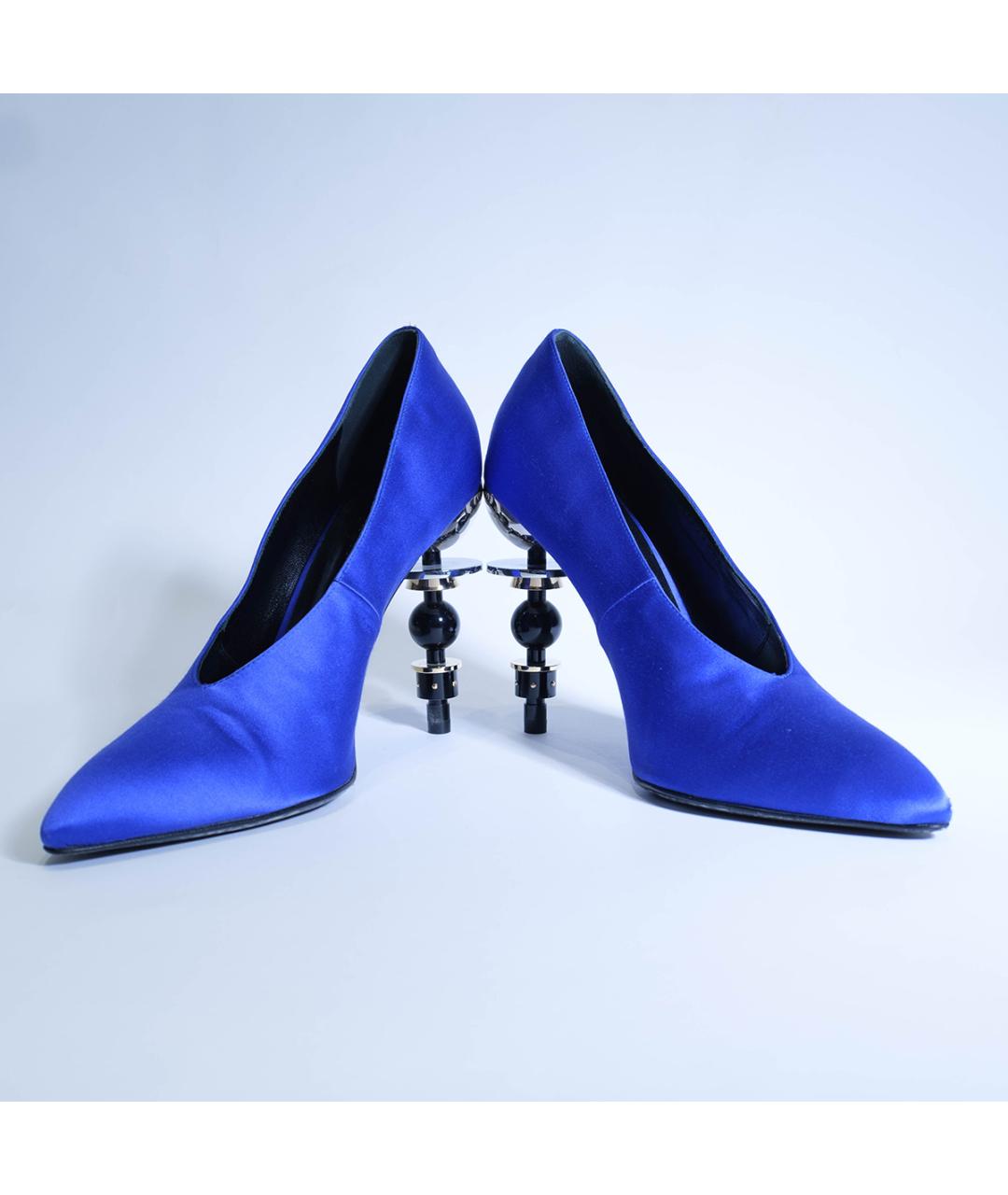 HERMES Синие текстильные туфли, фото 4