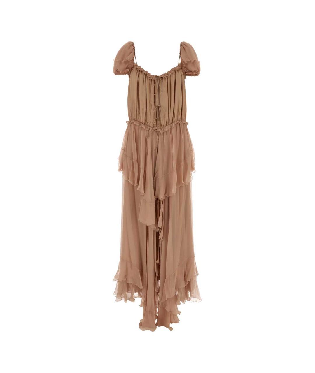 CHLOE Розовое шелковое повседневное платье, фото 3