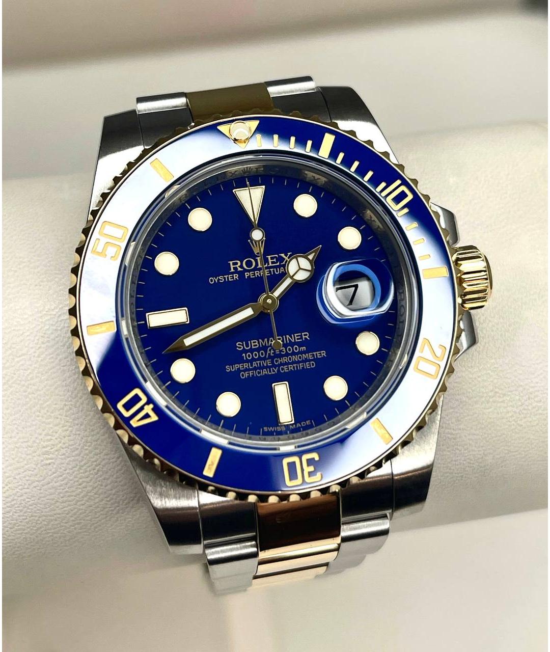 ROLEX Темно-синие часы из желтого золота, фото 2