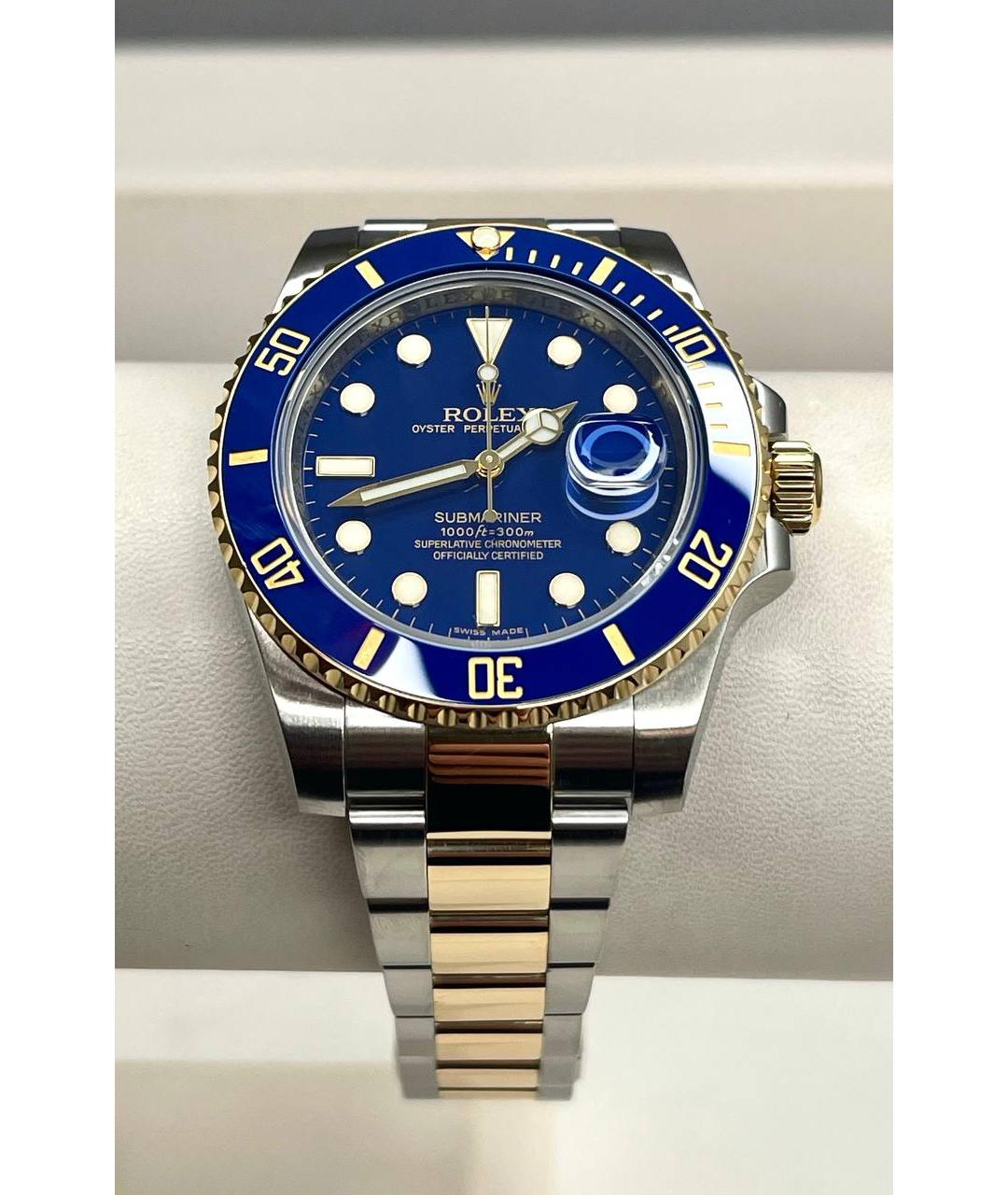 ROLEX Темно-синие часы из желтого золота, фото 4