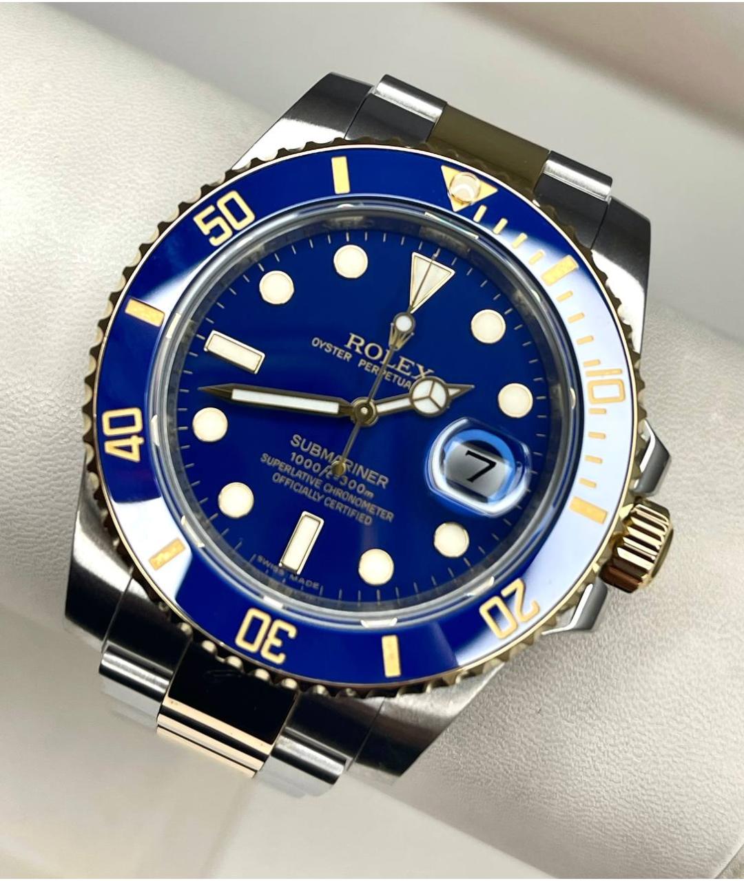 ROLEX Темно-синие часы из желтого золота, фото 3