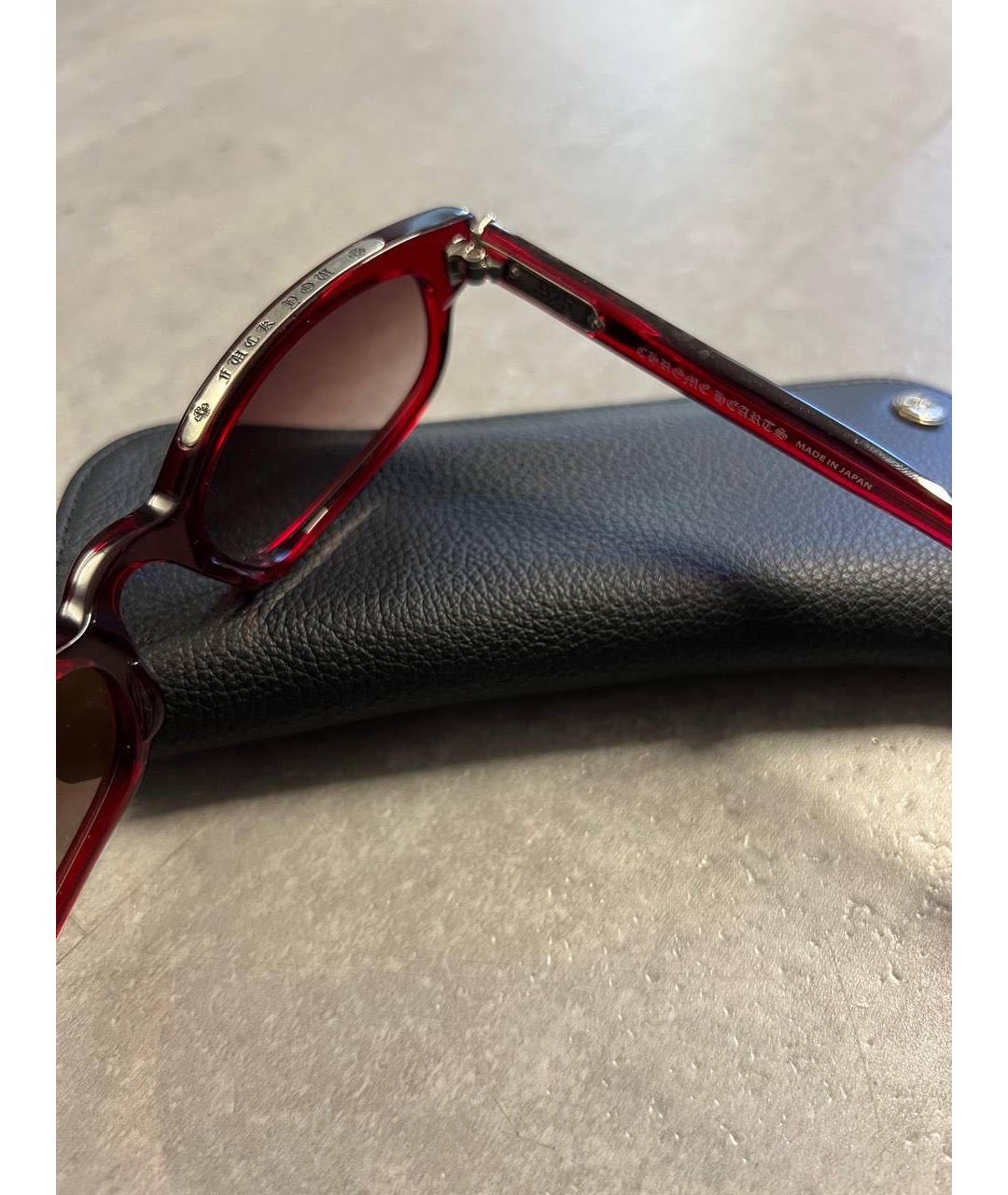 CHROME HEARTS Бордовые пластиковые солнцезащитные очки, фото 3