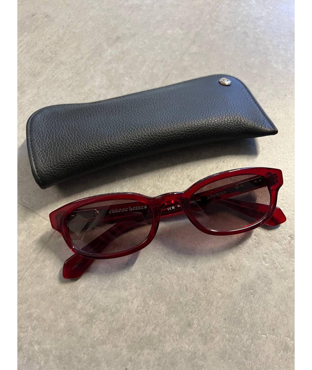 CHROME HEARTS Бордовые пластиковые солнцезащитные очки, фото 4