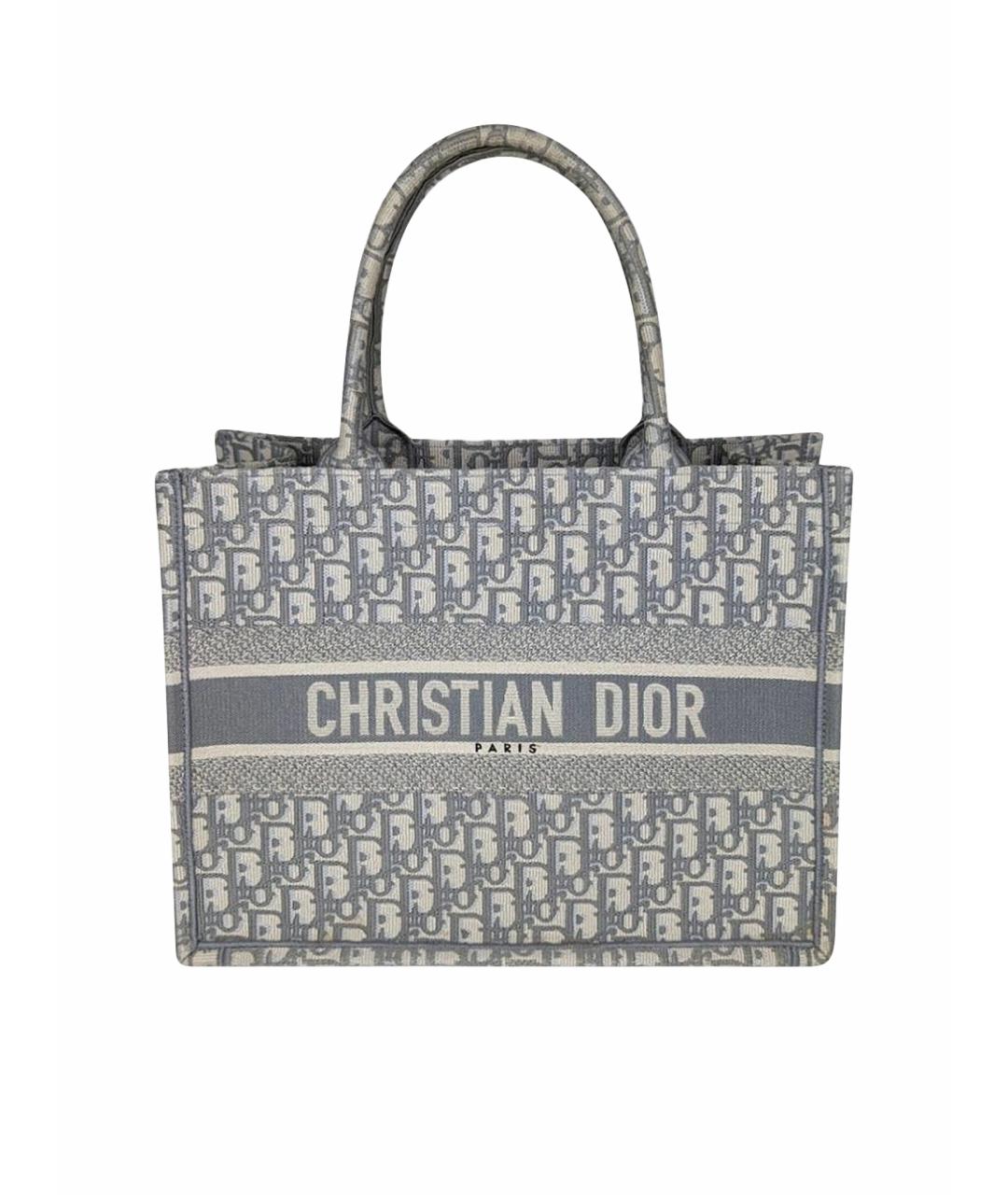 CHRISTIAN DIOR Голубая тканевая сумка тоут, фото 9