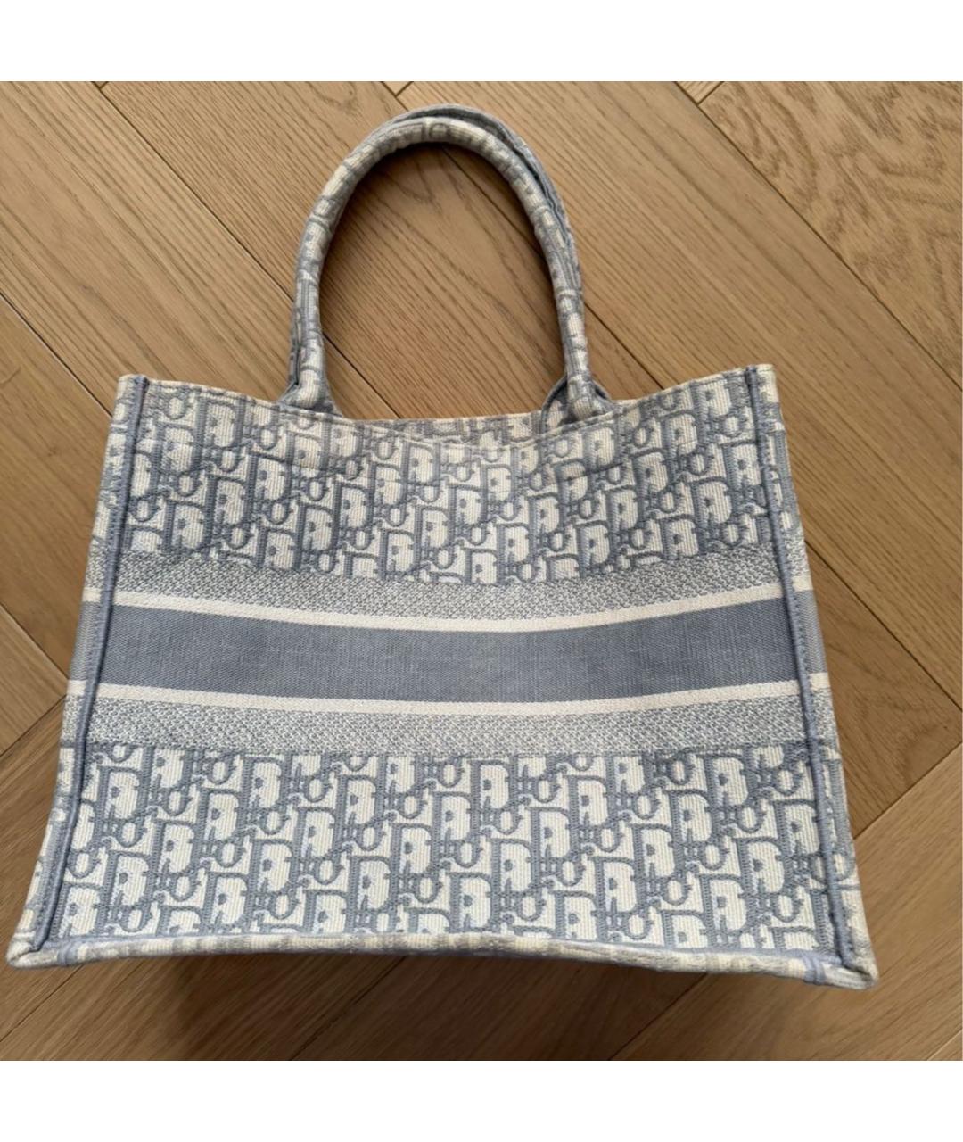 CHRISTIAN DIOR Голубая тканевая сумка тоут, фото 3