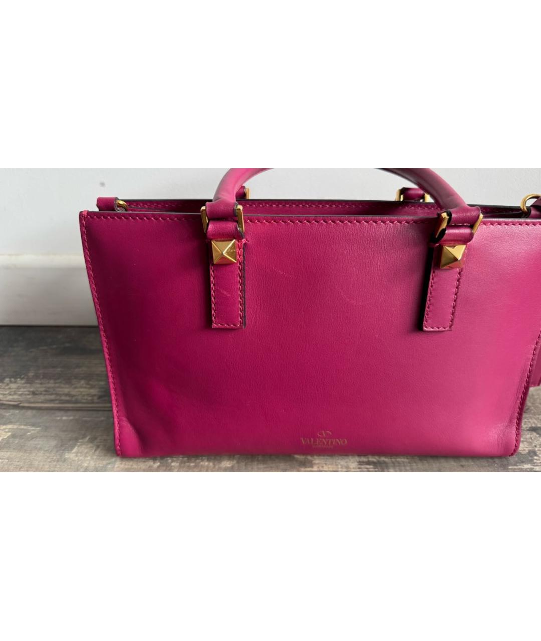 VALENTINO Фуксия кожаная сумка через плечо, фото 3