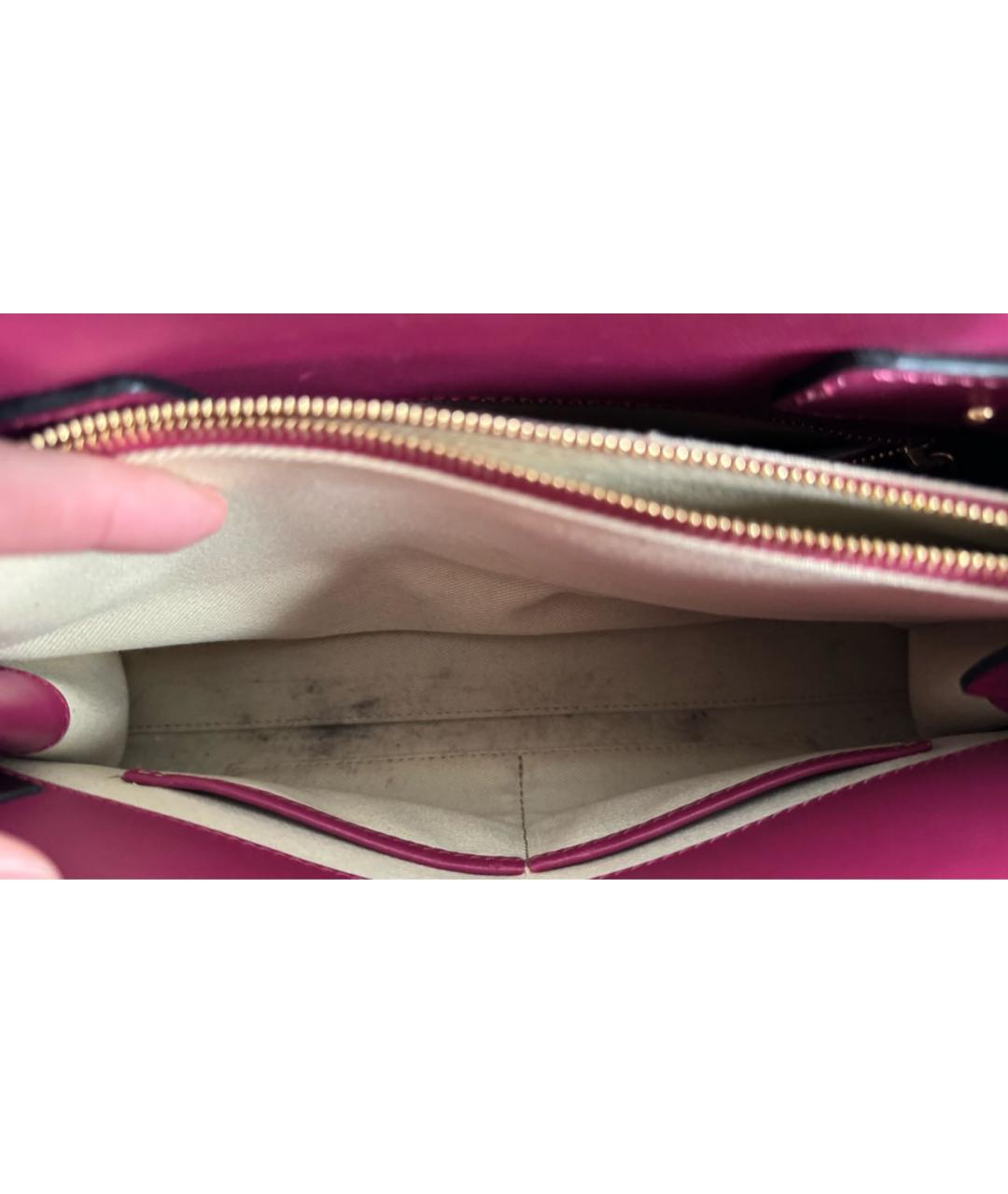 VALENTINO Фуксия кожаная сумка через плечо, фото 4