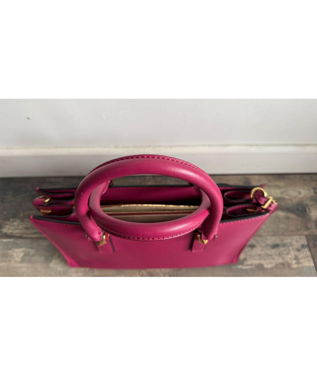 VALENTINO Фуксия кожаная сумка через плечо, фото 8