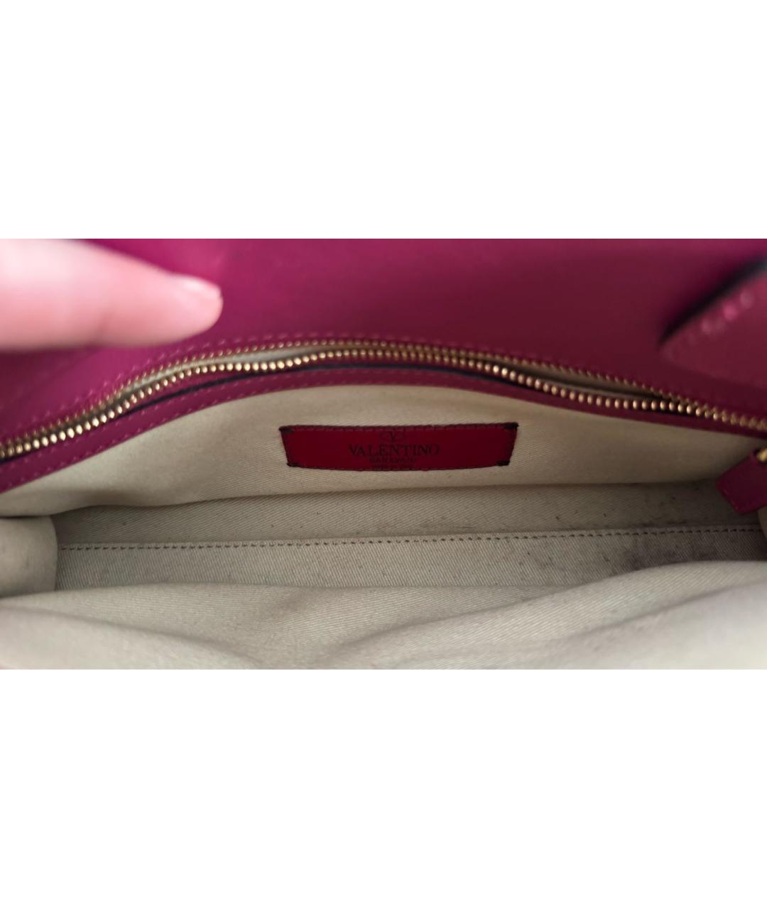 VALENTINO Фуксия кожаная сумка через плечо, фото 7