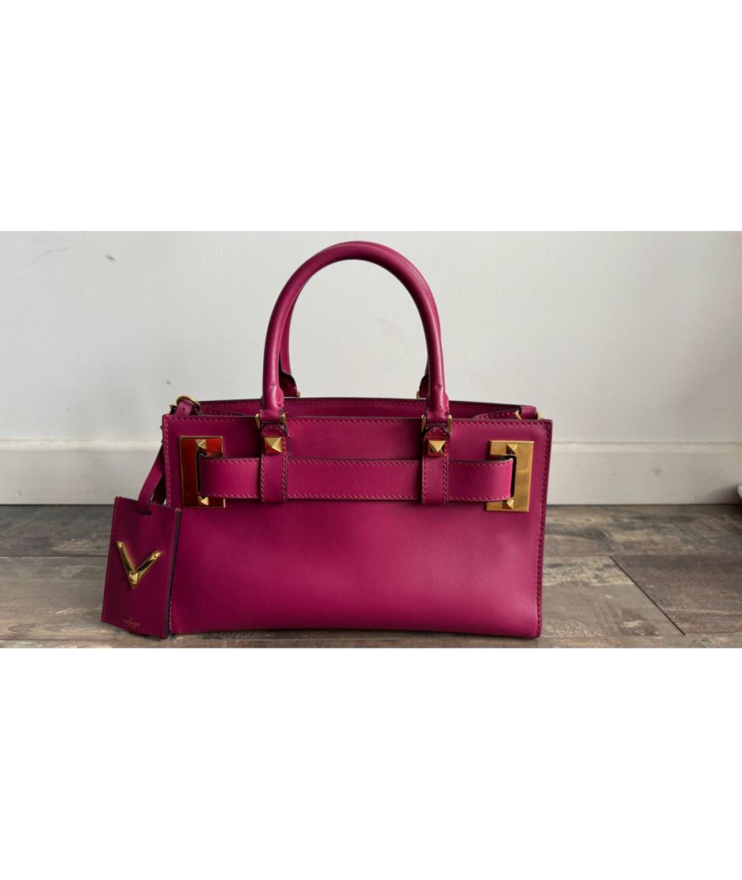 VALENTINO Фуксия кожаная сумка через плечо, фото 9