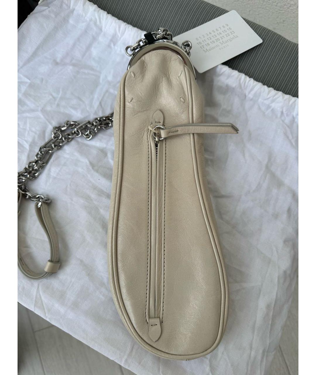 MAISON MARGIELA Бежевая кожаная сумка через плечо, фото 4
