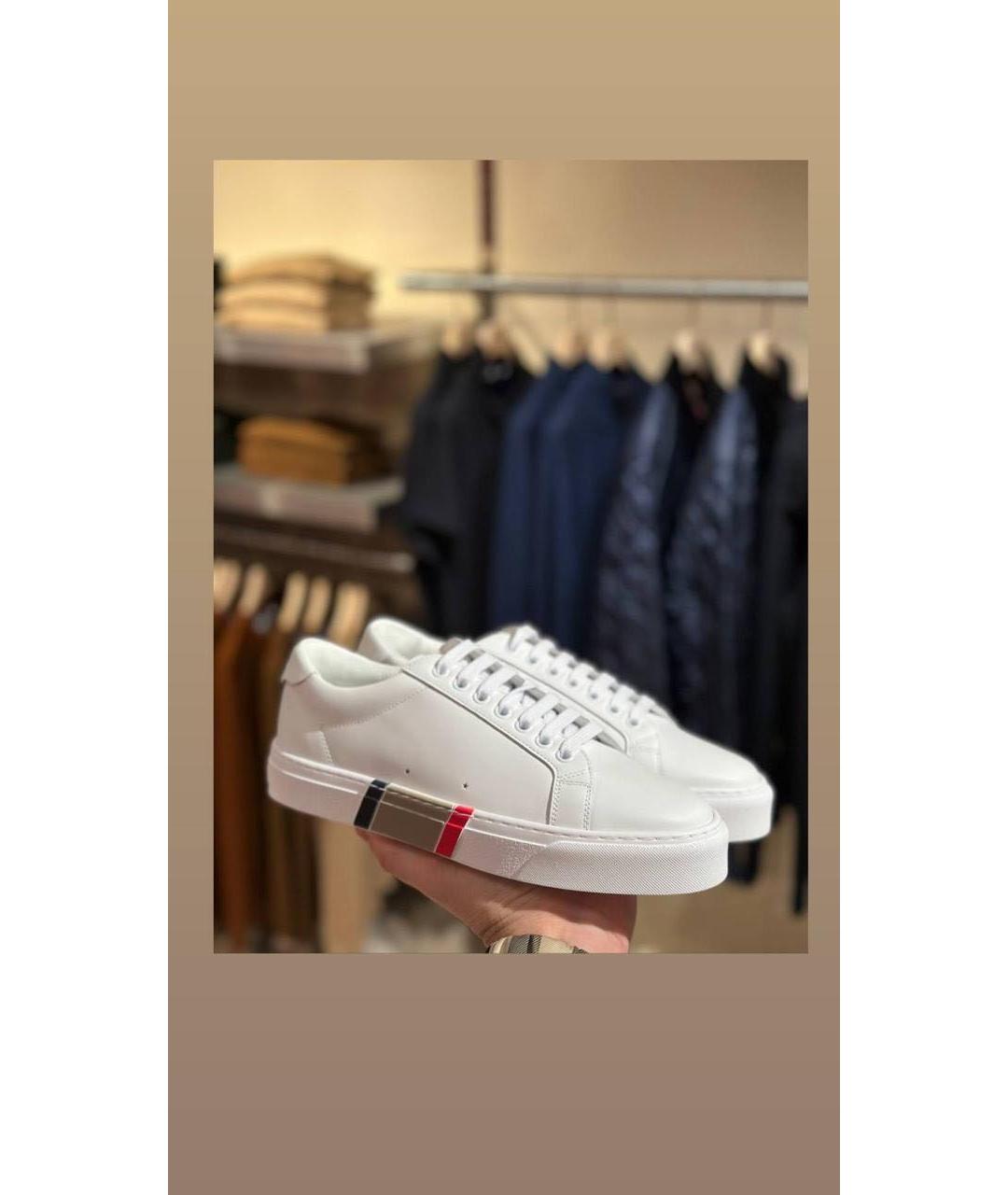 BURBERRY Белые кожаные кроссовки, фото 4