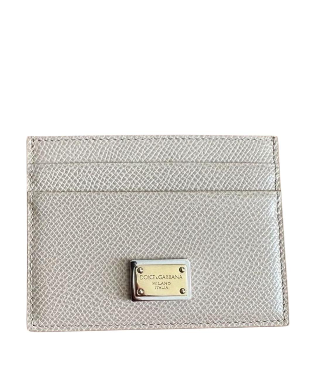 DOLCE&GABBANA Бежевый кожаный кардхолдер, фото 1