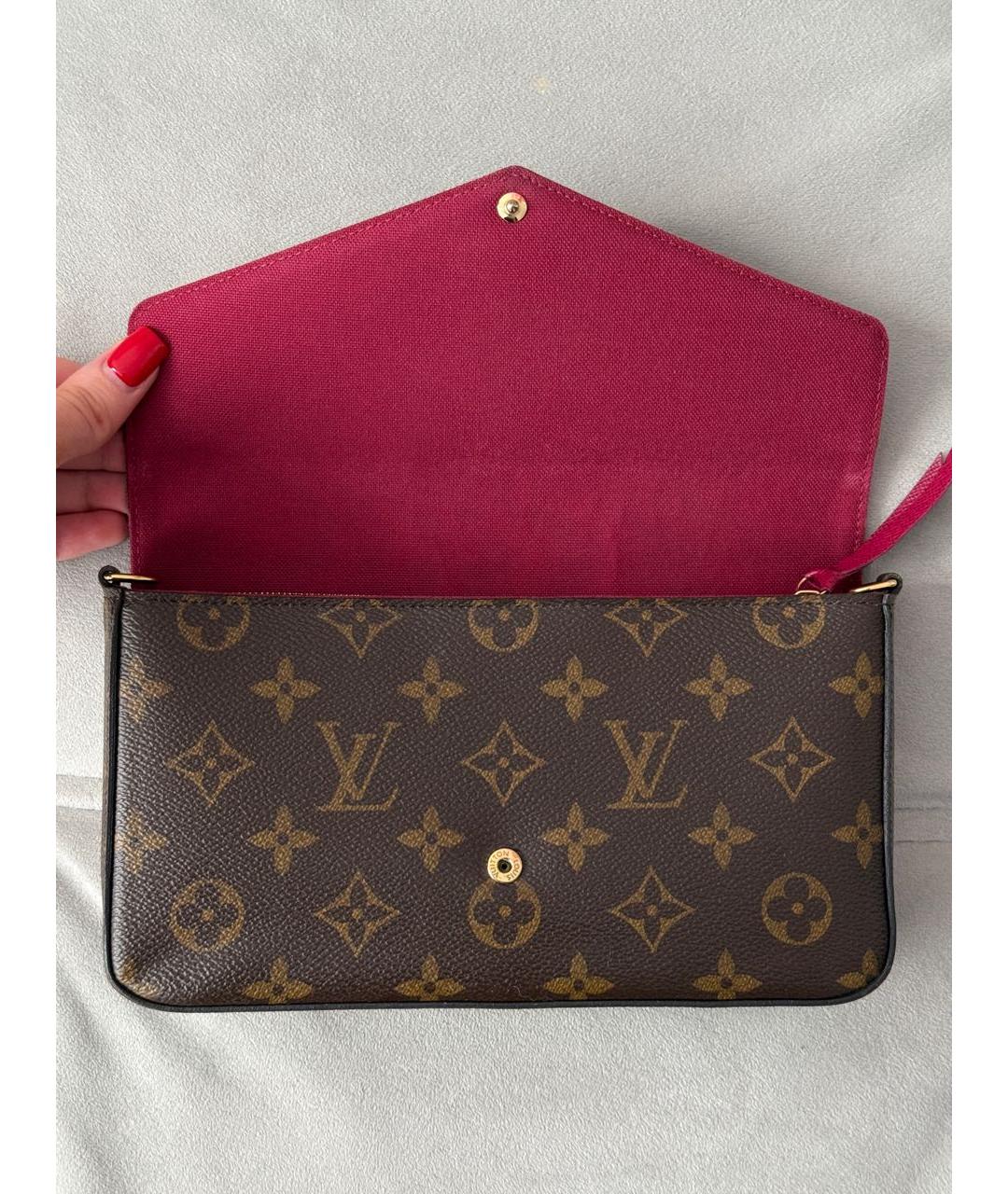 LOUIS VUITTON Коричневая кожаная сумка через плечо, фото 5