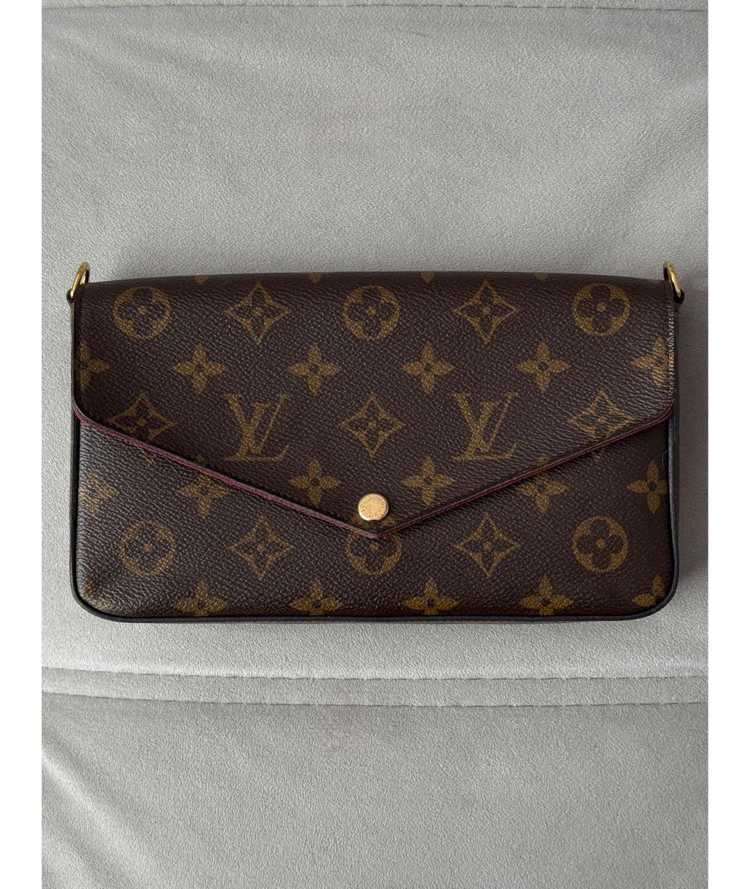 LOUIS VUITTON Коричневая кожаная сумка через плечо, фото 7