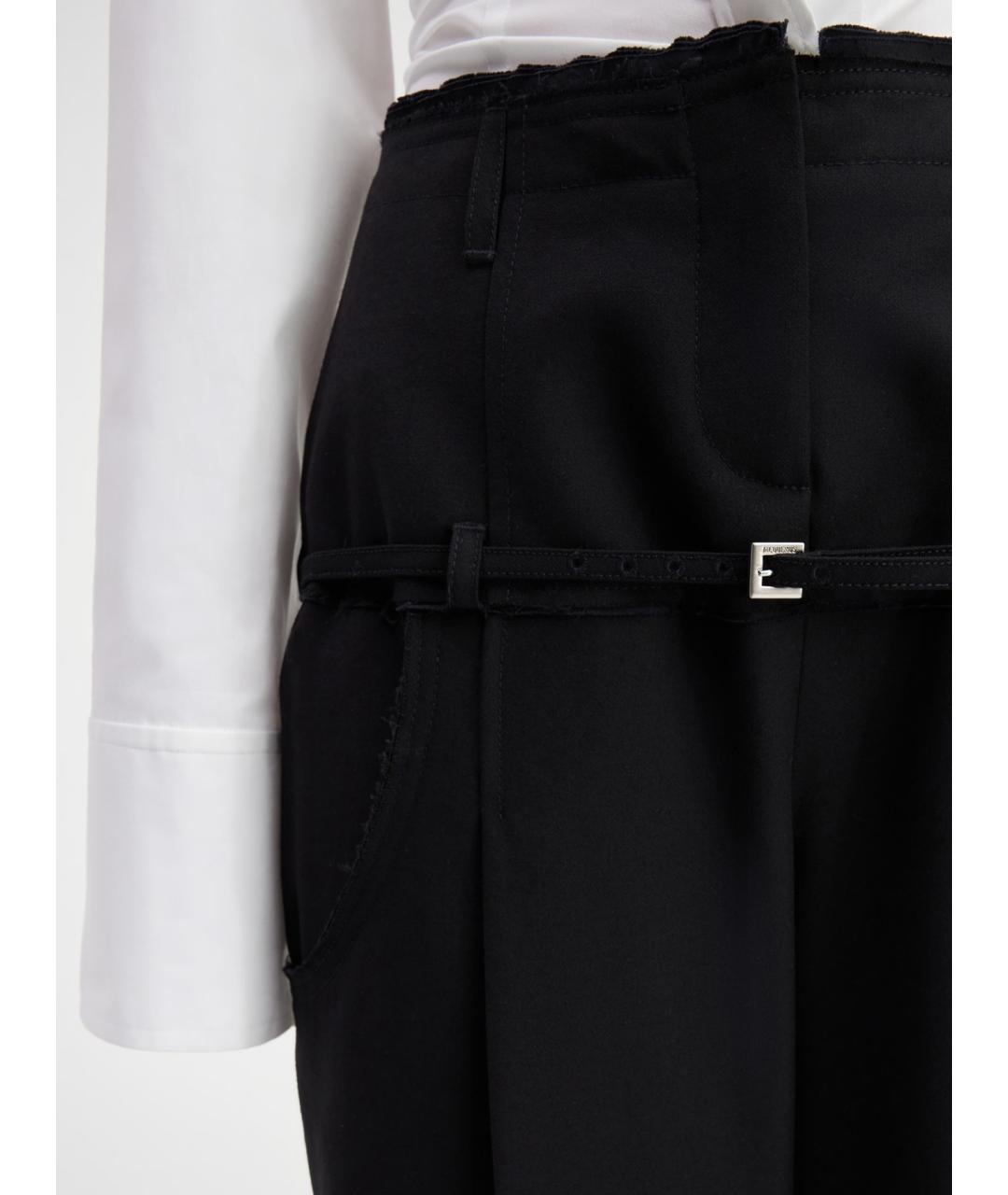 JACQUEMUS Черные шерстяные прямые брюки, фото 4