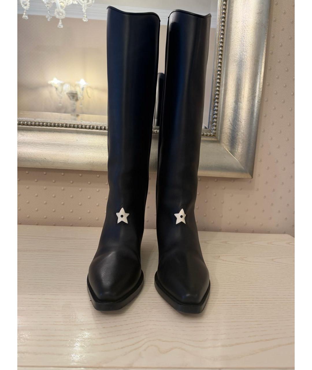 CHRISTIAN DIOR Черные кожаные сапоги, фото 2
