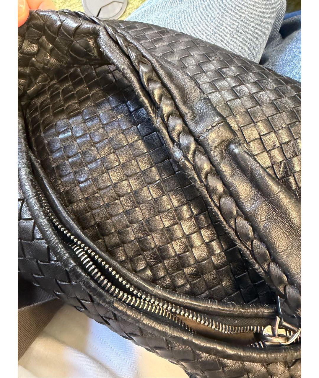 BOTTEGA VENETA Черная кожаная сумка через плечо, фото 6