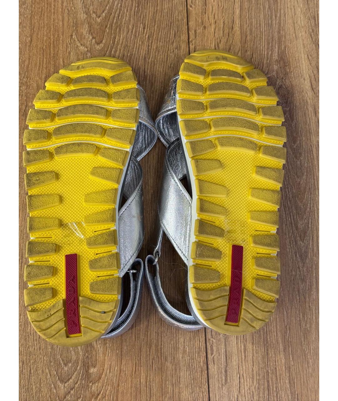 PRADA Серебряные кожаные босоножки, фото 6