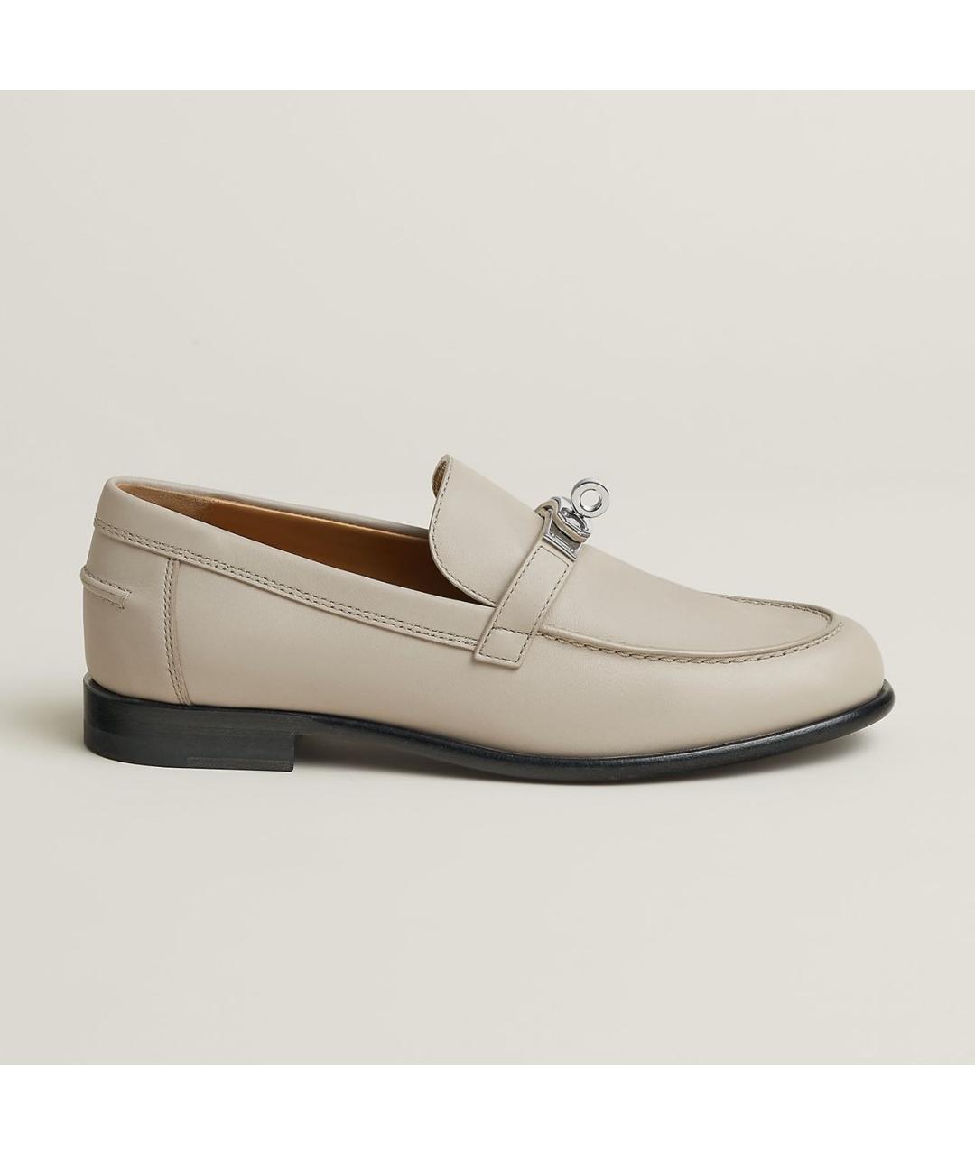 HERMES Бежевые кожаные лоферы, фото 7