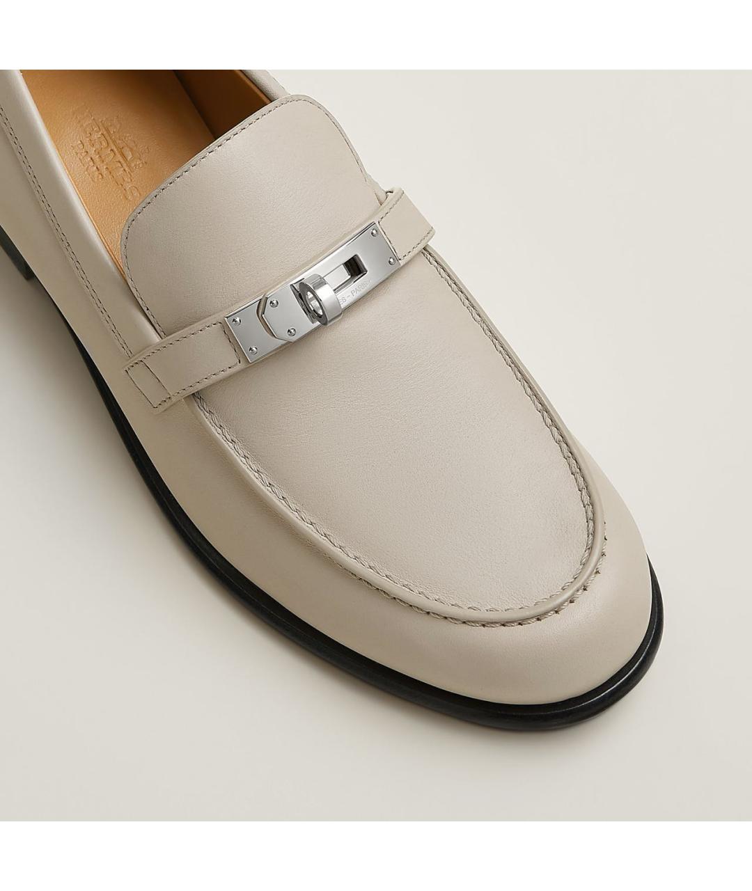 HERMES Бежевые кожаные лоферы, фото 5