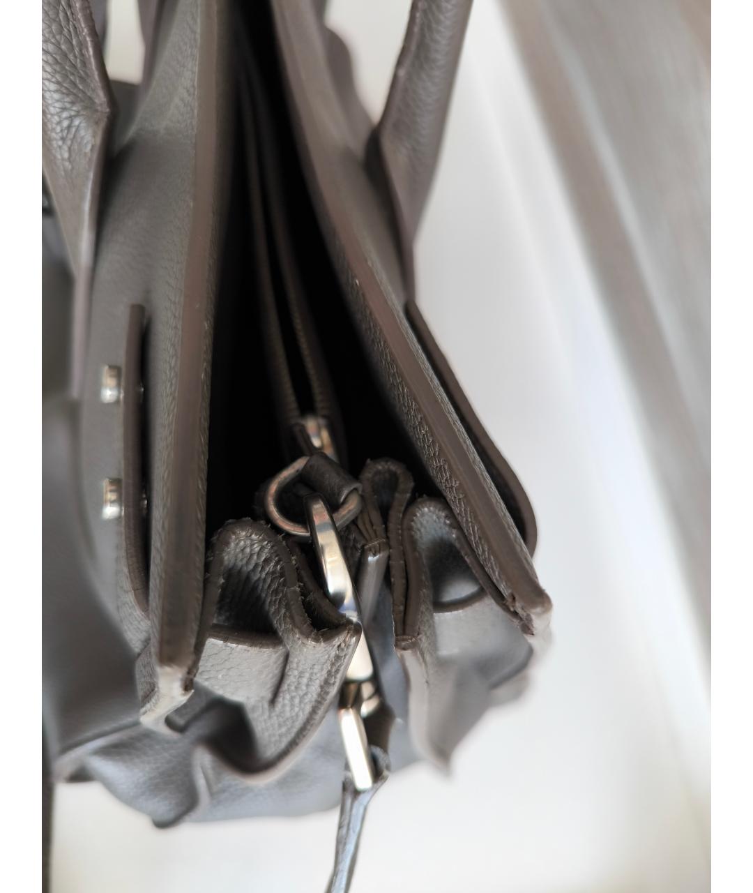 SAINT LAURENT Серая кожаная сумка тоут, фото 3