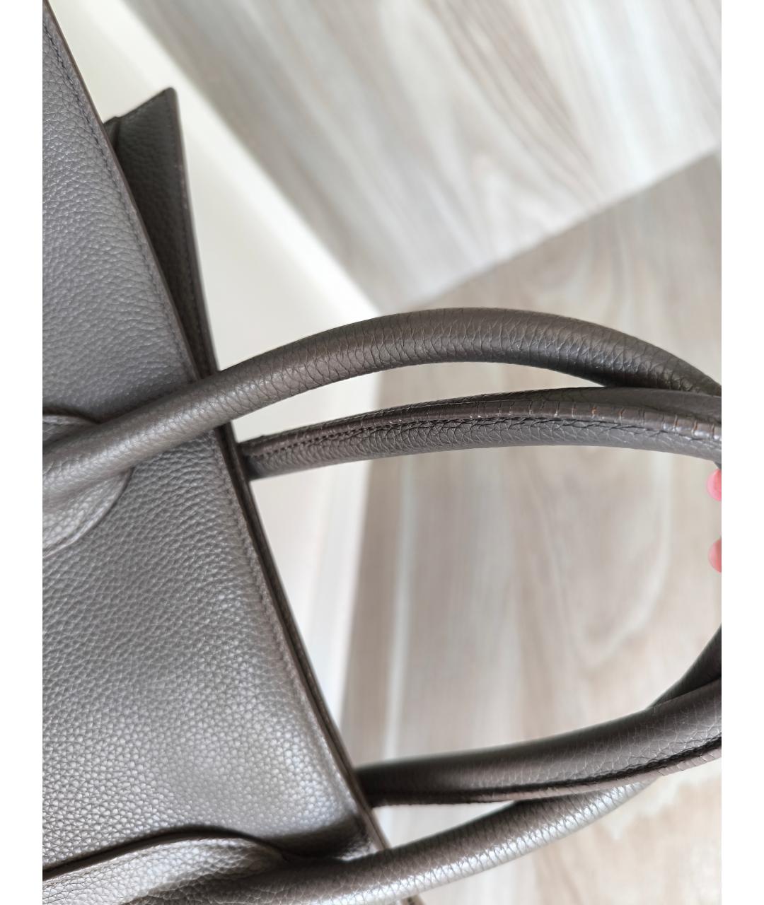 SAINT LAURENT Серая кожаная сумка тоут, фото 9
