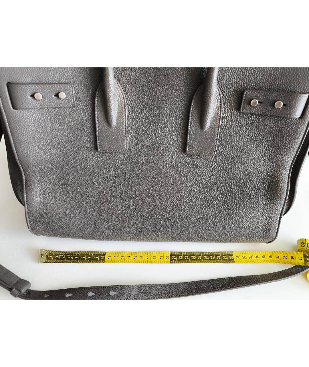 SAINT LAURENT Серая кожаная сумка тоут, фото 5