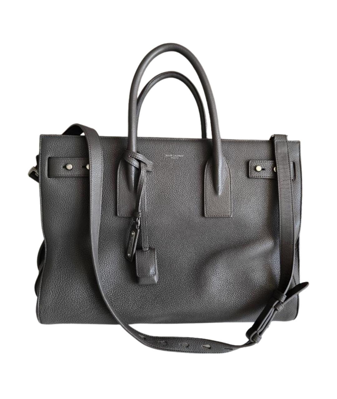 SAINT LAURENT Серая кожаная сумка тоут, фото 1