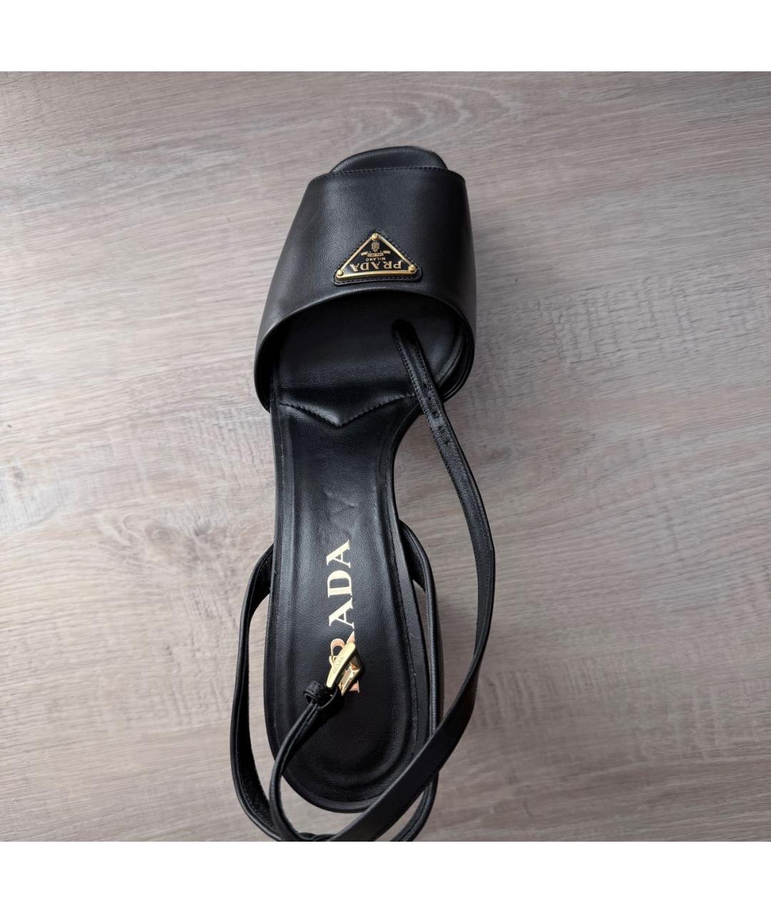 PRADA Черные кожаные босоножки, фото 2