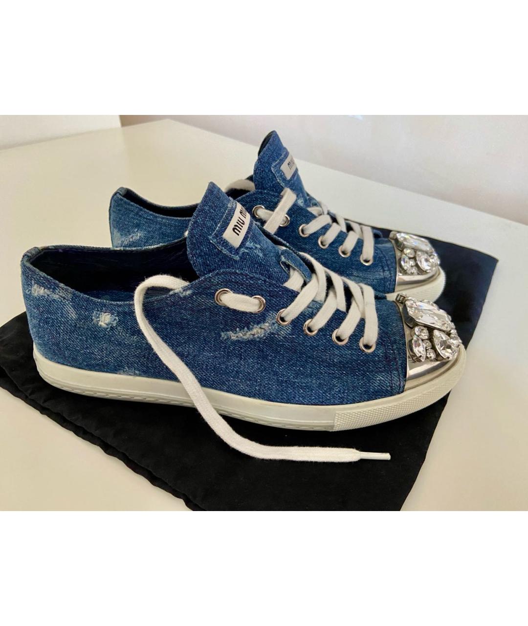 MIU MIU Синие кожаные кеды, фото 9