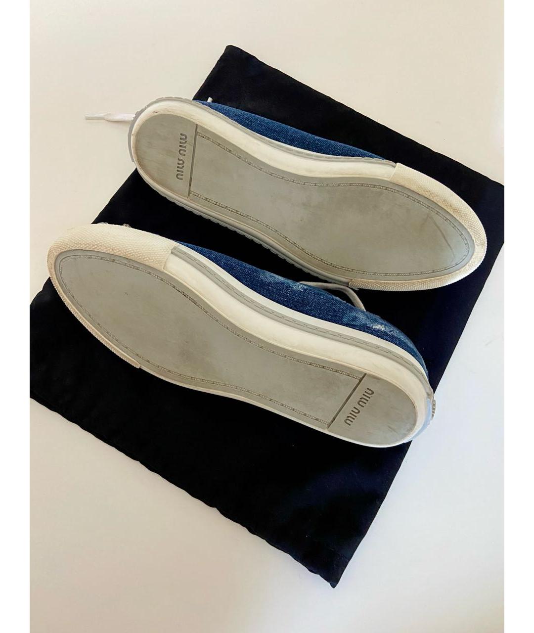 MIU MIU Синие кожаные кеды, фото 8