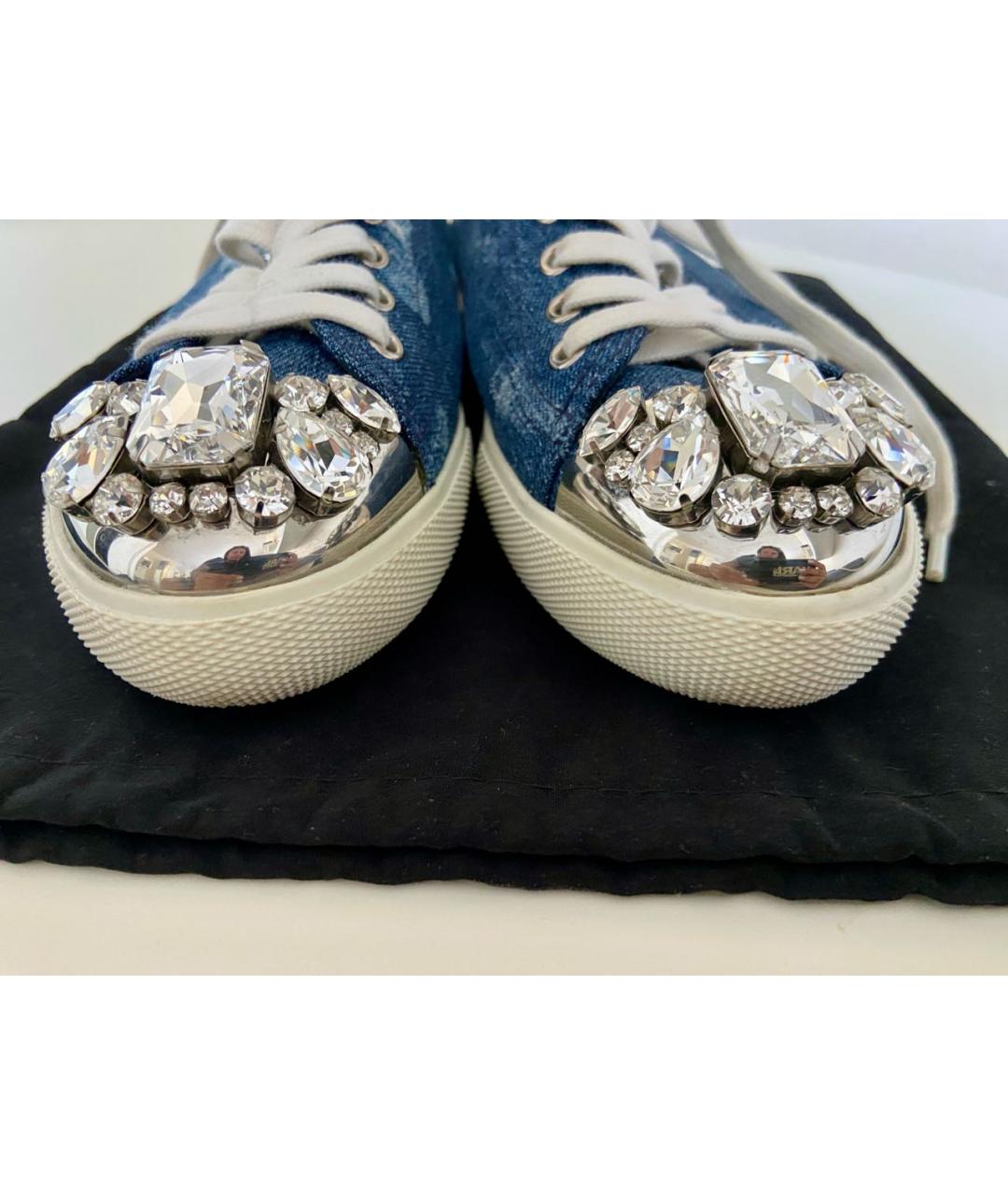 MIU MIU Синие кожаные кеды, фото 6