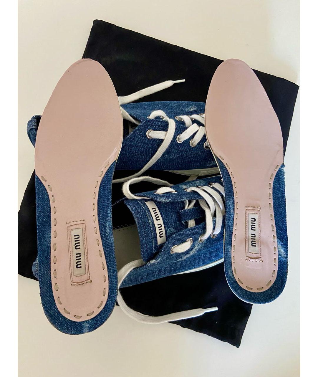 MIU MIU Синие кожаные кеды, фото 3