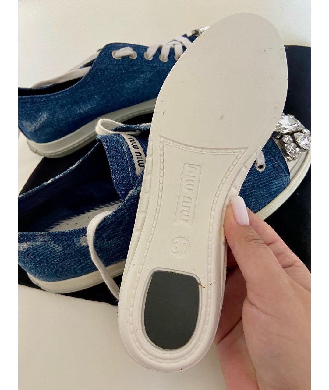 MIU MIU Синие кожаные кеды, фото 7