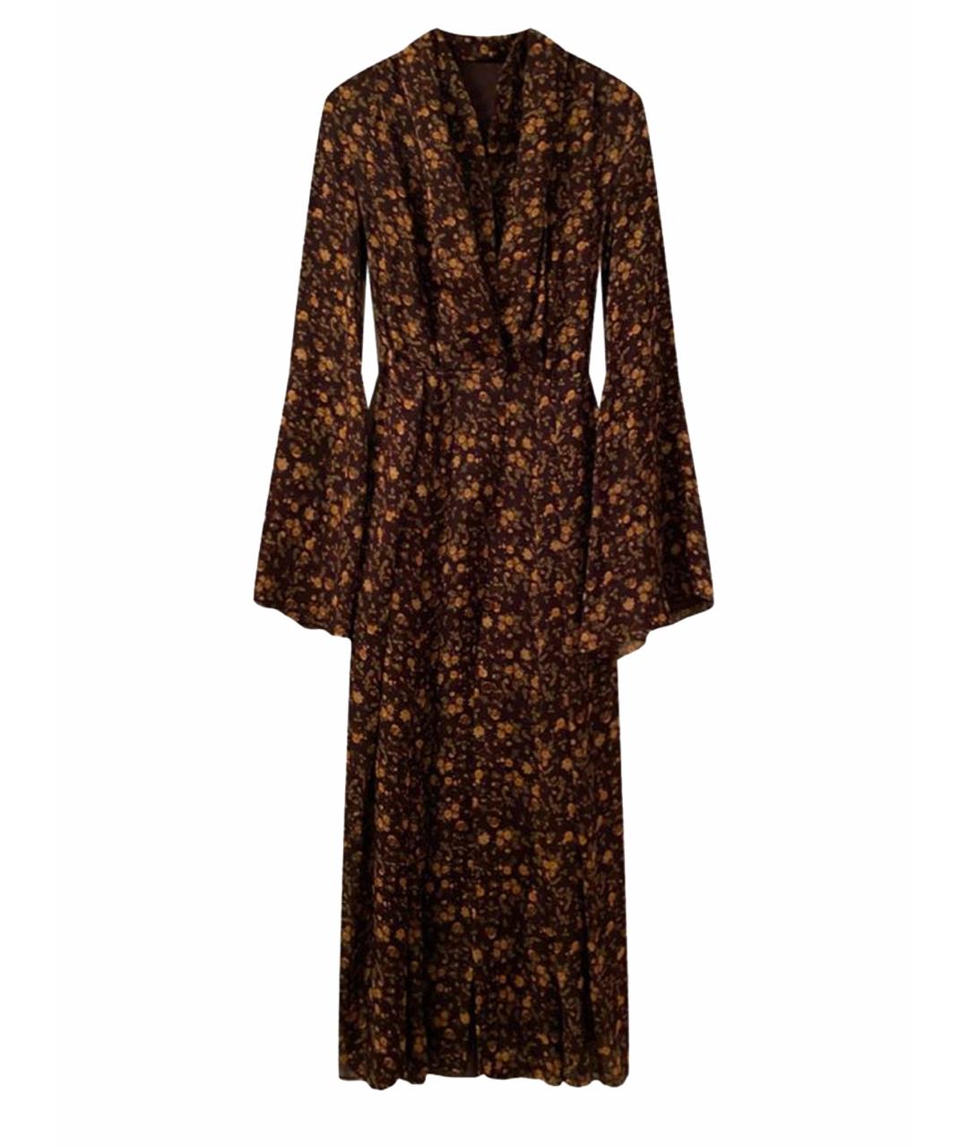 ULYANA SERGEENKO Коричневое шелковое вечернее платье, фото 1