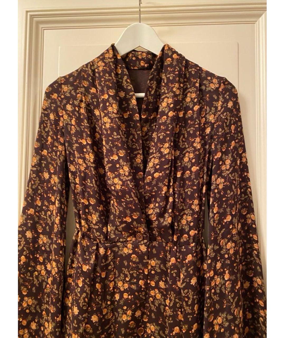 ULYANA SERGEENKO Коричневое шелковое вечернее платье, фото 4