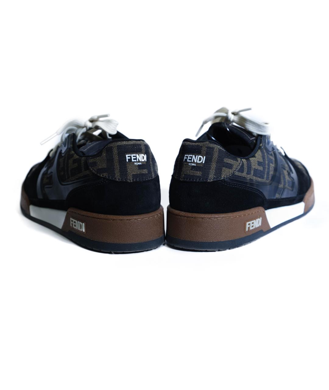 FENDI Коричневые кожаные низкие кроссовки / кеды, фото 5