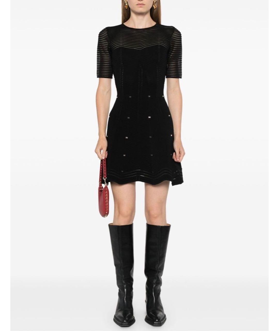 ELISABETTA FRANCHI Черное вискозное коктейльное платье, фото 4
