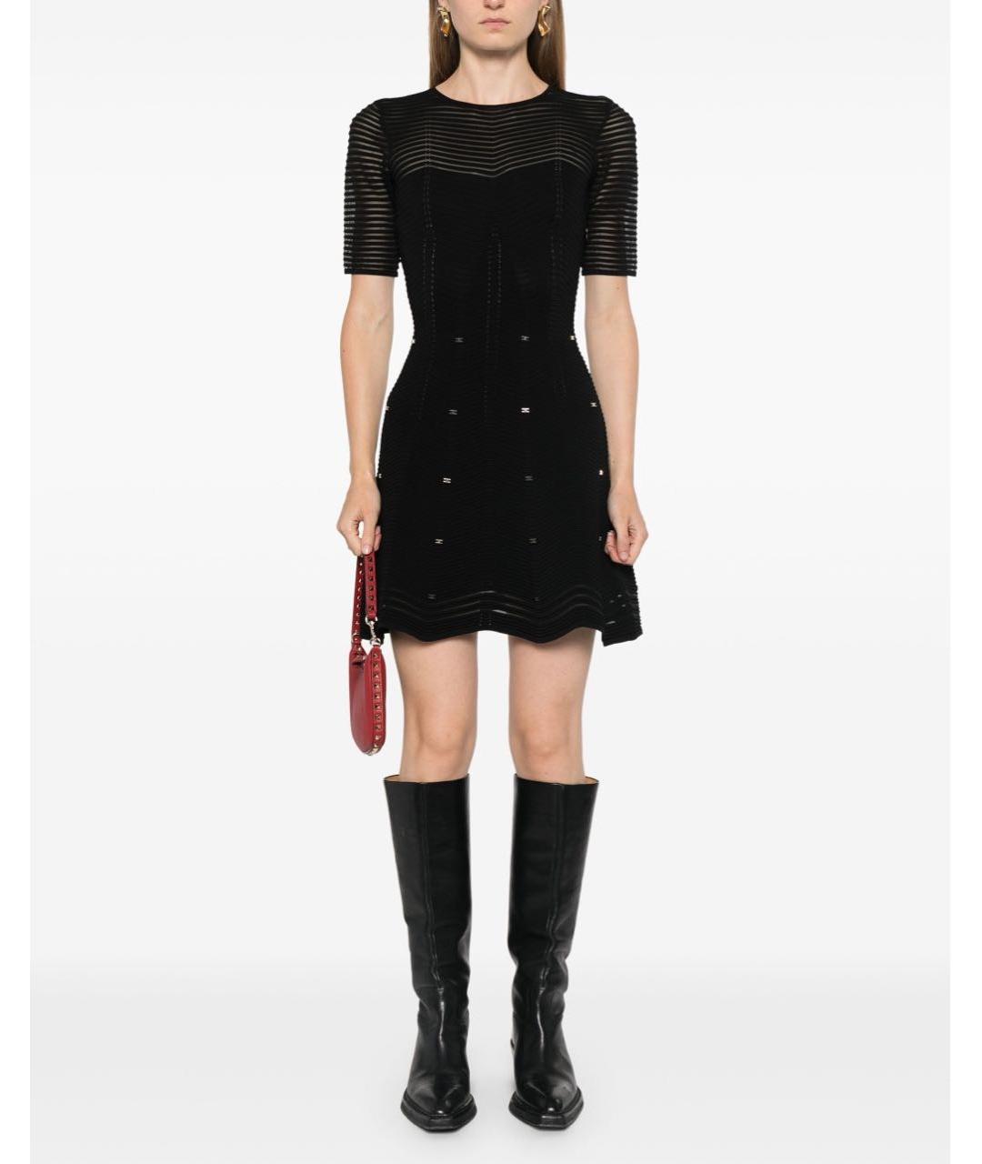 ELISABETTA FRANCHI Черное вискозное коктейльное платье, фото 5