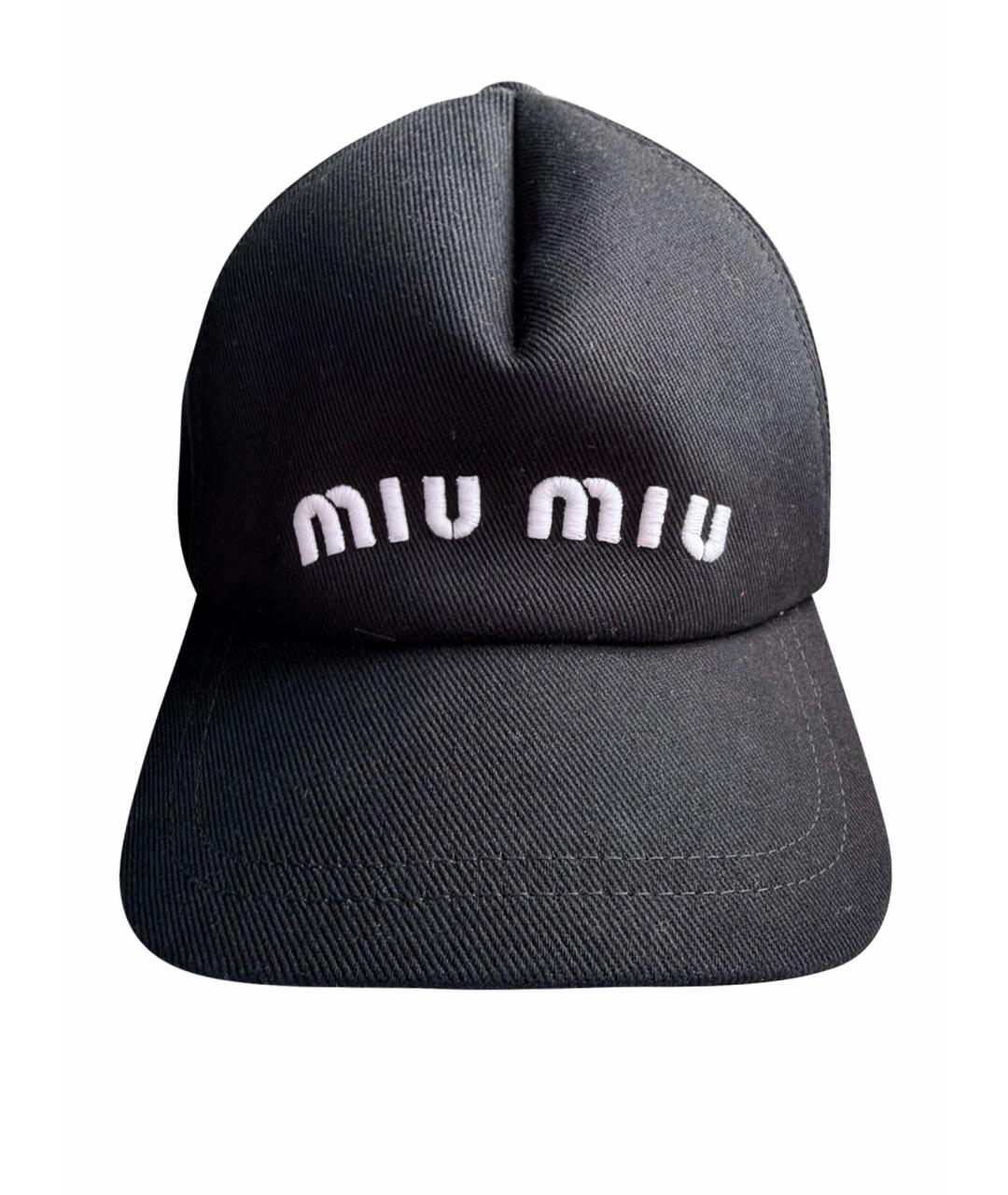 MIU MIU Черная хлопковая кепка, фото 1