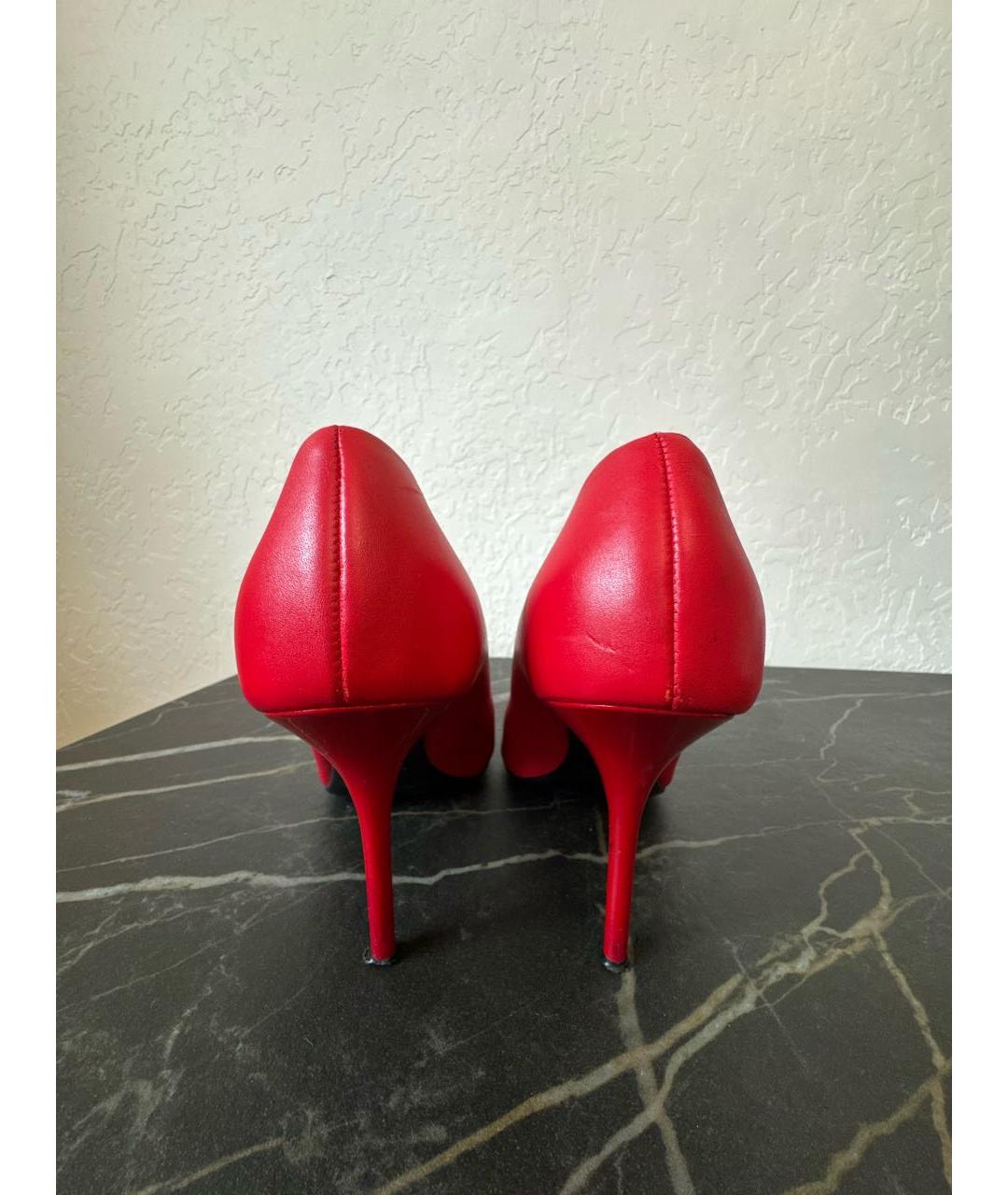 LOVE MOSCHINO Красные кожаные туфли, фото 4