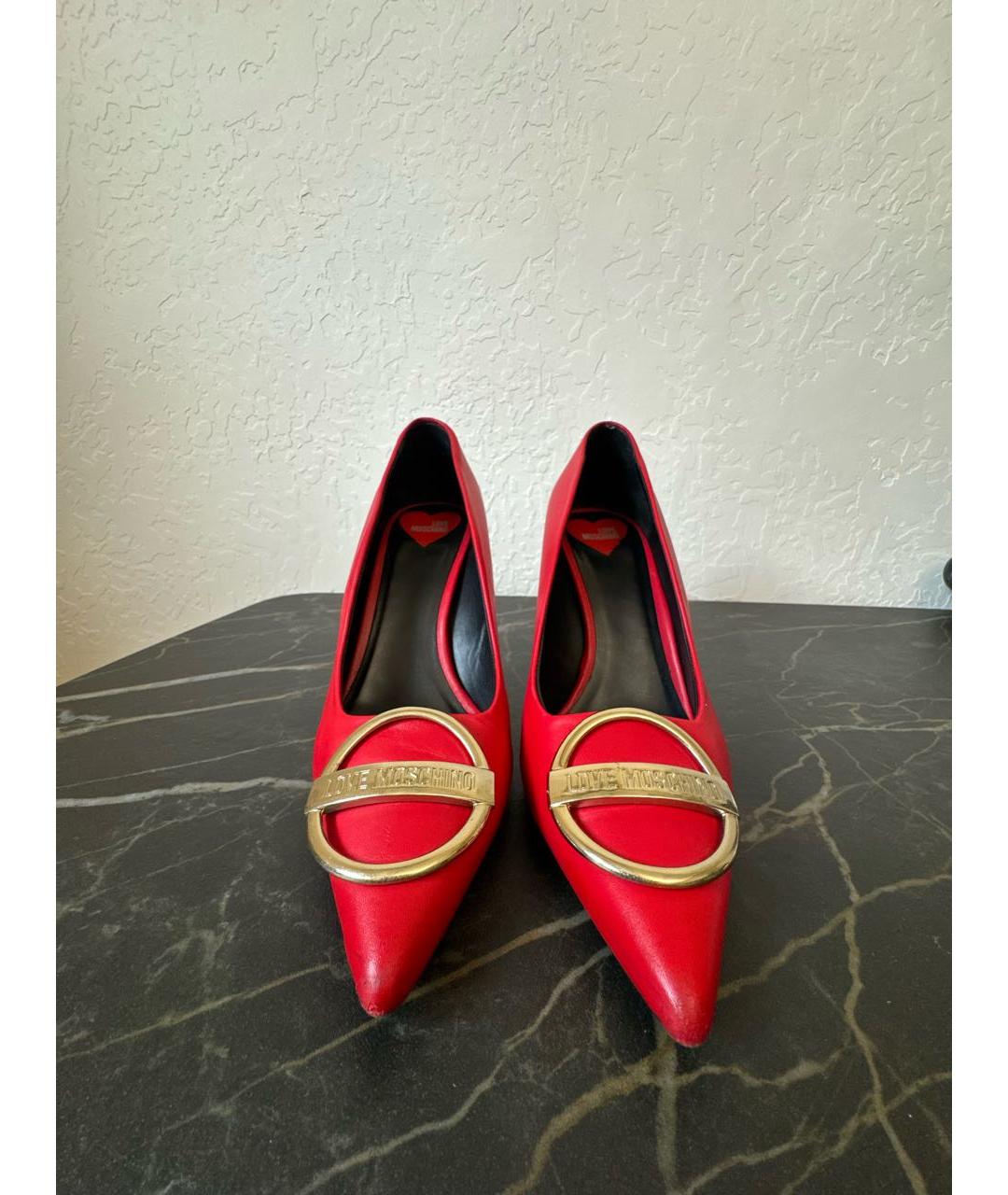 LOVE MOSCHINO Красные кожаные туфли, фото 3