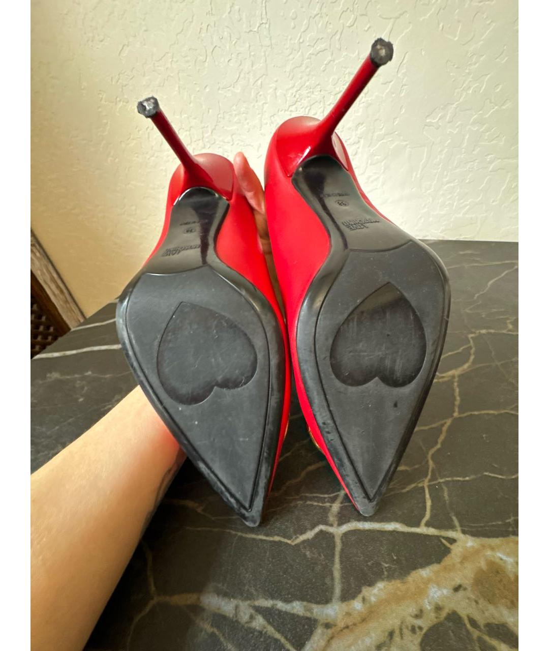 LOVE MOSCHINO Красные кожаные туфли, фото 5