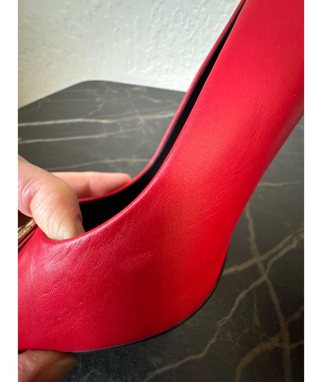 LOVE MOSCHINO Красные кожаные туфли, фото 7