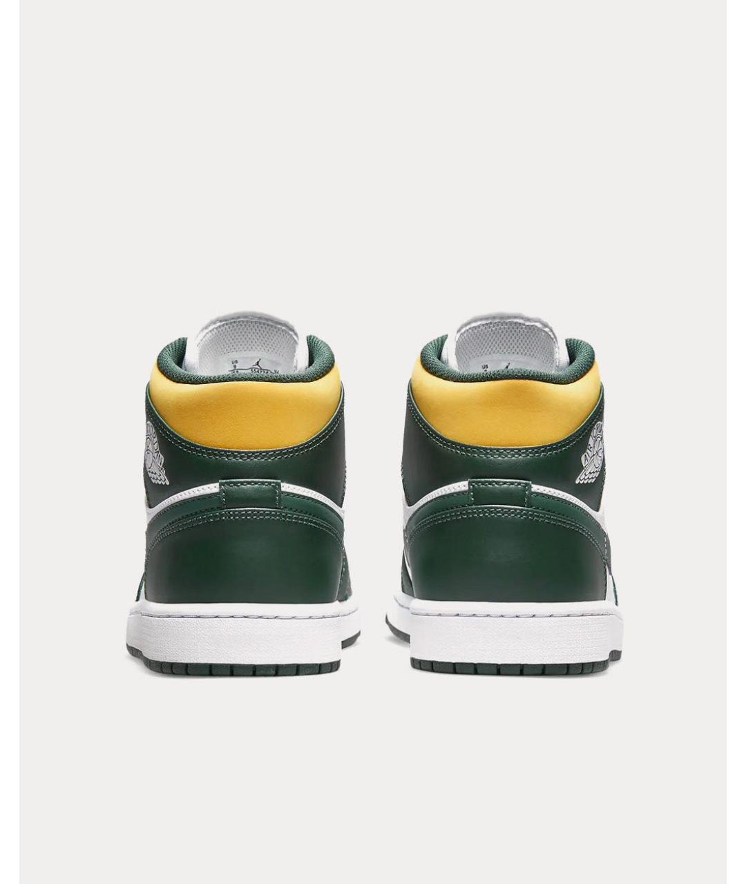 JORDAN Зеленые кожаные высокие кроссовки / кеды, фото 4